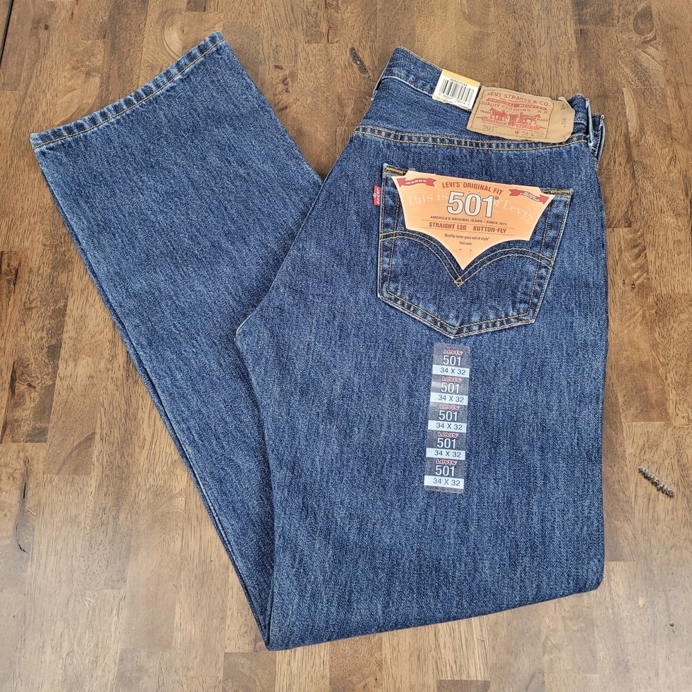 Levi's 501 Original Fit Straight Leg Button-Fly Jeans 34x32 2008 Deadstock NWT